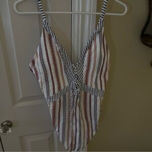 Jessica Simpson Striped Multicolor Swimsuit Size XL New